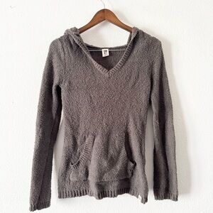 Roxy Grey Hooded Beach Sweater Kangaroo Pocket Medium Cozy Knit Boho